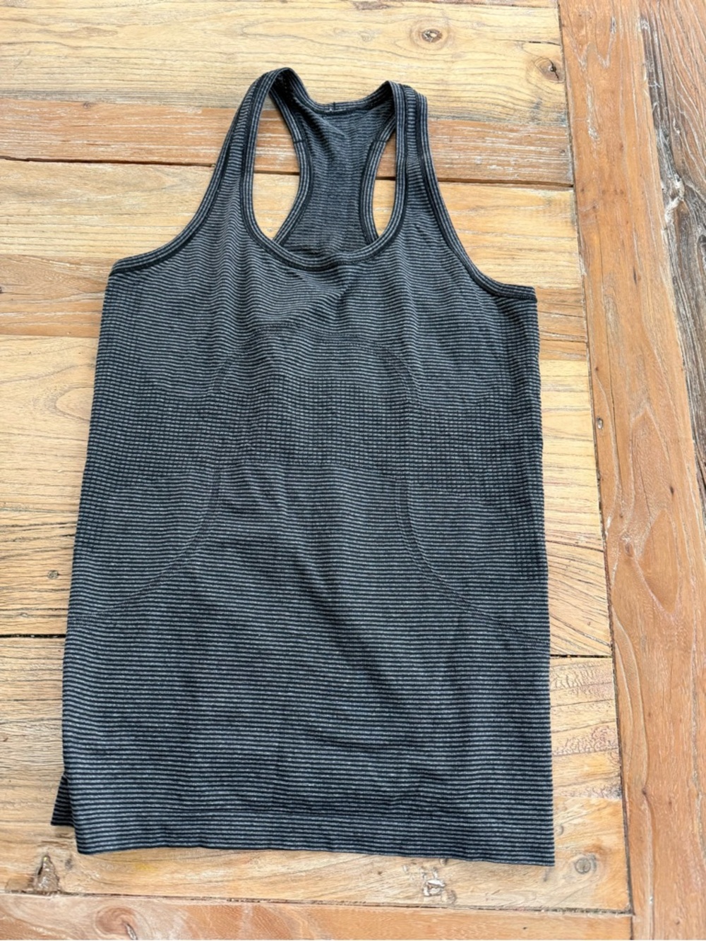 lululemon athletica Black and Charcoal Striped Racerback Tank